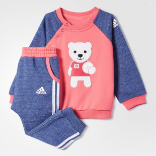 套装 Adidas 小熊图案婴童针织休闲卫衣长裤 阿迪达斯正品 CG0387