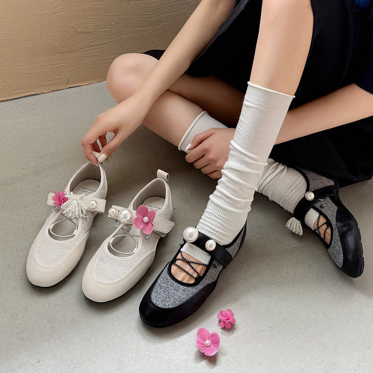 【钟楚曦同款】真皮2026新款爆款休闲鞋运动风芭蕾鞋玛丽珍女鞋