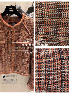 黑色粗花呢服装布料明星同款