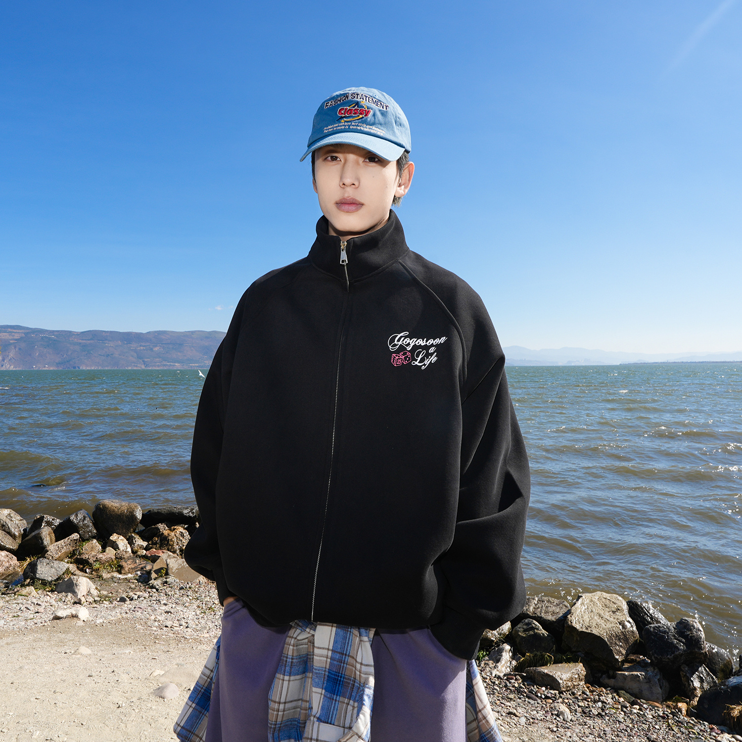 GOGOSOON卫衣男春秋立领开衫
