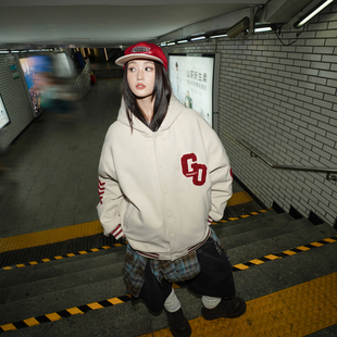 连帽外套400g星空呢宽松棉服Q 新款 左奇函同款 GOGOSOON棉衣男冬季