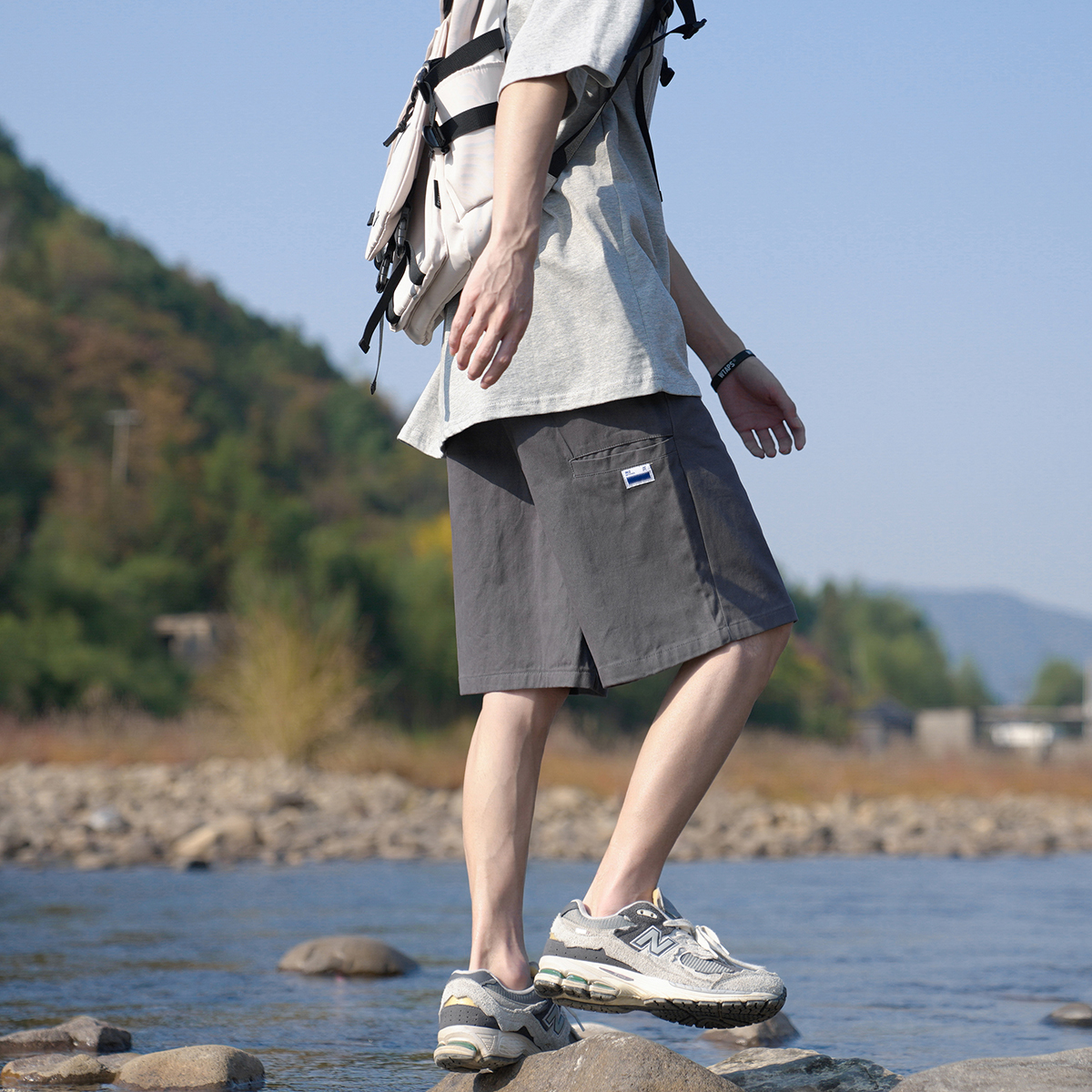 清仓夏季新款男士休闲短裤清爽百搭复古五分裤潮流时尚学生裤子男