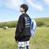 GOGOSOON卫衣男400g新款 春秋圆领美式 重磅设计感无帽套头宽松Q