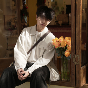 GOGOSOON老钱风工装 春秋复古翻领宽松休闲潮流 夹克外套男2026新款