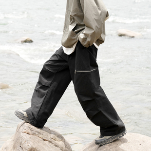 宽松长裤 GOGOSOON休闲裤 机能伞兵裤 春秋金属拉链工装 男250g新款
