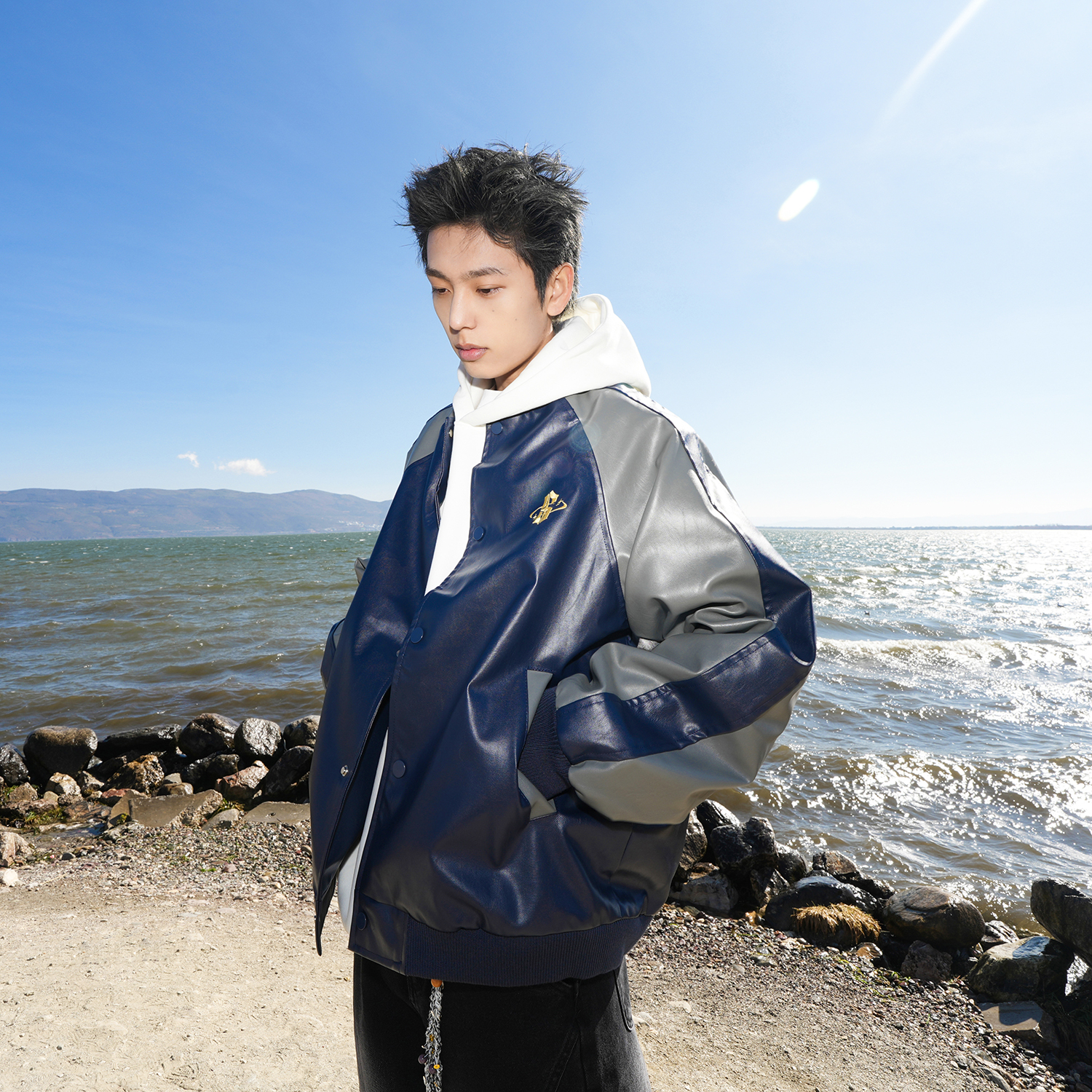 黄朔同款GOGOSOON外套男2025新款春秋棒球服复古潮流美式街头夹克
