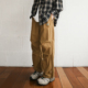 GOGOSOON春秋新款 工装 休闲裤 子2025男生焦糖色防泼水直筒伞兵裤