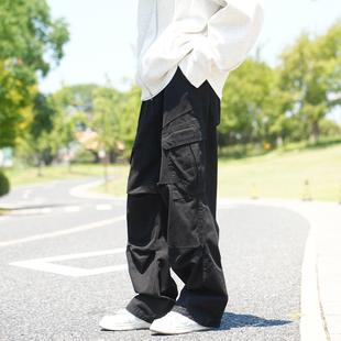 春秋全棉口袋伞兵褶直筒宽松休闲长裤 男360g新款 潮 裤 GOGOSOON工装