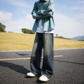 长裤 钎城同款 春秋新款 直筒牛仔裤 宽松复古高级感阔腿 GOGOSOON男装