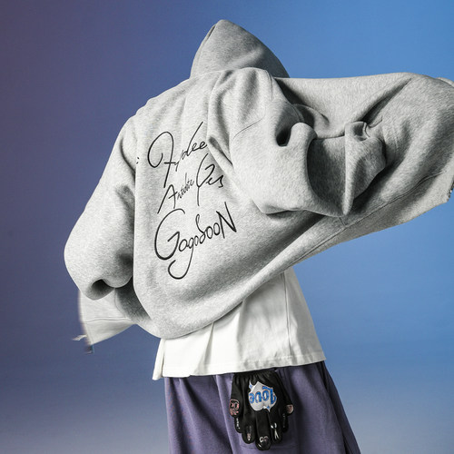 GOGOSOON卫衣外套男新款春秋开衫拉链连帽上衣青少年美式休闲潮