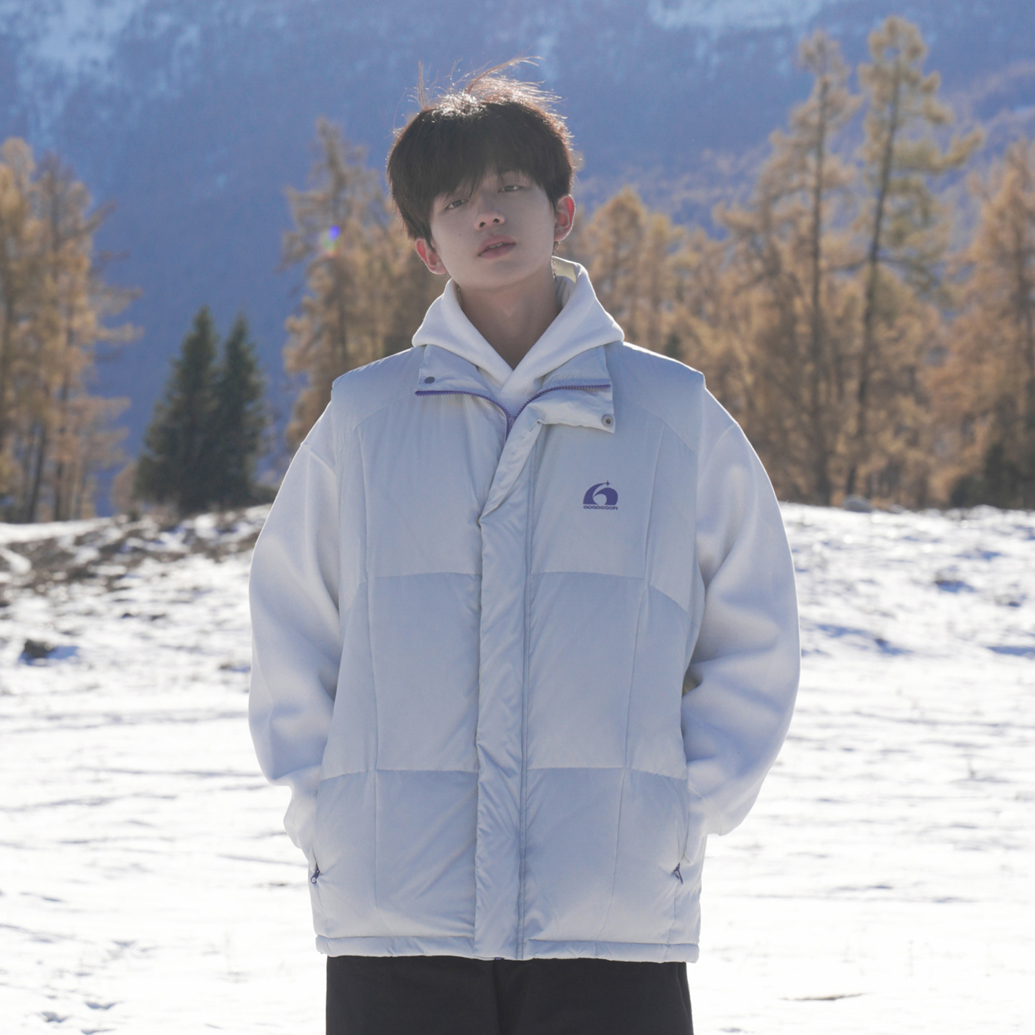 GOGOSOON羽绒马甲男新款2025冬季90白鸭绒保暖无袖外套坎肩青少年