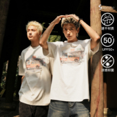 GOGOSOON夏季 图案墨烫画防晒Q T恤250g速干凉感美式 新款 男生短袖