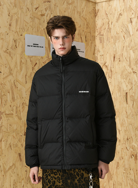 GOGOSOON棉衣外套男冬季新款面包服棉袄短款立领高级感无帽印花潮