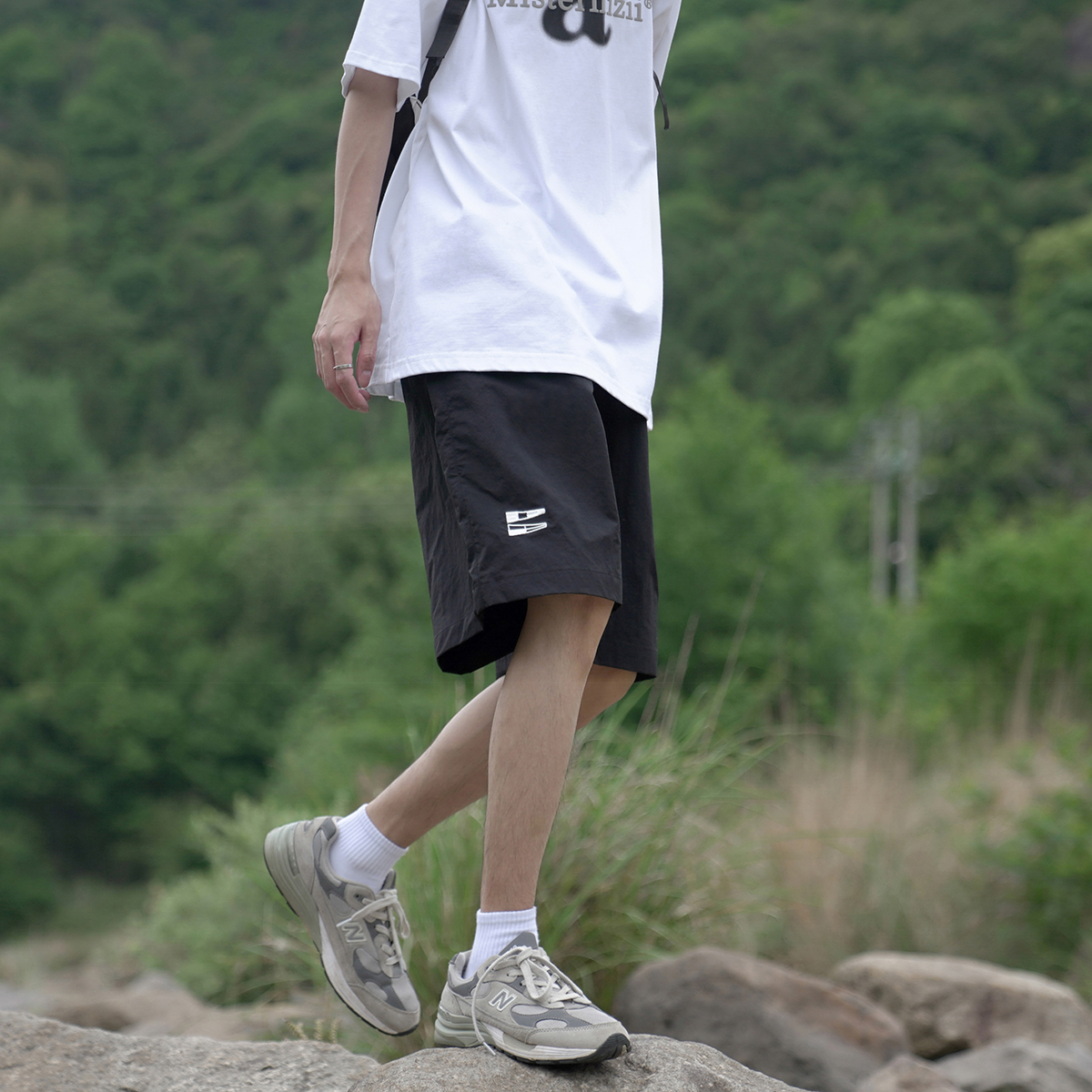清仓 男士五分裤夏装复古腰带宽松山系休闲裤学生直筒百搭裤