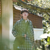 GOGOSOON春秋新款 外套加厚呢料格子复古青少年休闲宽松潮 男生衬衫