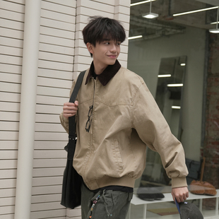 复古美式 巴恩风质感夹克外套春秋工装 GOGOSOON男装 翻领 100%棉