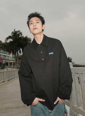 GOGOSOON春秋新款男生衬衫套头长袖纯棉情侣款衣服195g宽松简约Q