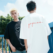 短袖 GOGOSOON夏季 新款 T恤300g男生全棉爱心图案印花宽松学生上衣Q