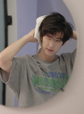 GOGOSOON短袖T恤男270g新款夏季灰色学生青少年小众设计感体恤潮