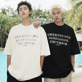 GOGOSOON夏季 潮流字母印花宽松上衣Q T恤300g全棉美式 新款 男生短袖