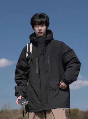 GOGOSOON冲锋衣棉衣外套男冬季新款棉袄夹棉青少年高级感连帽带帽