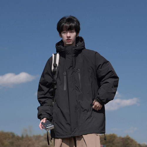 GOGOSOON冲锋衣棉衣男新款2025冬青少年夹棉外套棉袄防寒防风保暖