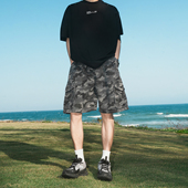 中裤 GOGOSOON迷彩短裤 宽松 外穿工装 五分牛仔布美式 男380g新款 夏季