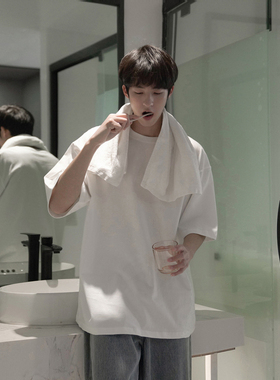 GOGOSOON短袖T恤男240g新款夏季纯白色简约基础款半袖宽松圆领潮Q