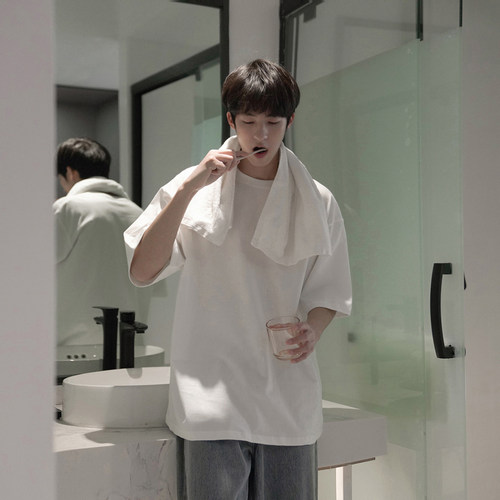 GOGOSOON短袖T恤男240g新款夏季纯白色简约基础款半袖宽松圆领潮Q