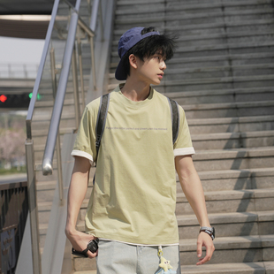 【速干单面150g凉感】男装英文短句语录印花简约治愈短袖t恤夏季