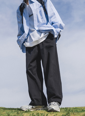 GOGOSOON纯棉休闲裤男春秋新款长裤直筒宽松cleanfit日系工装加绒