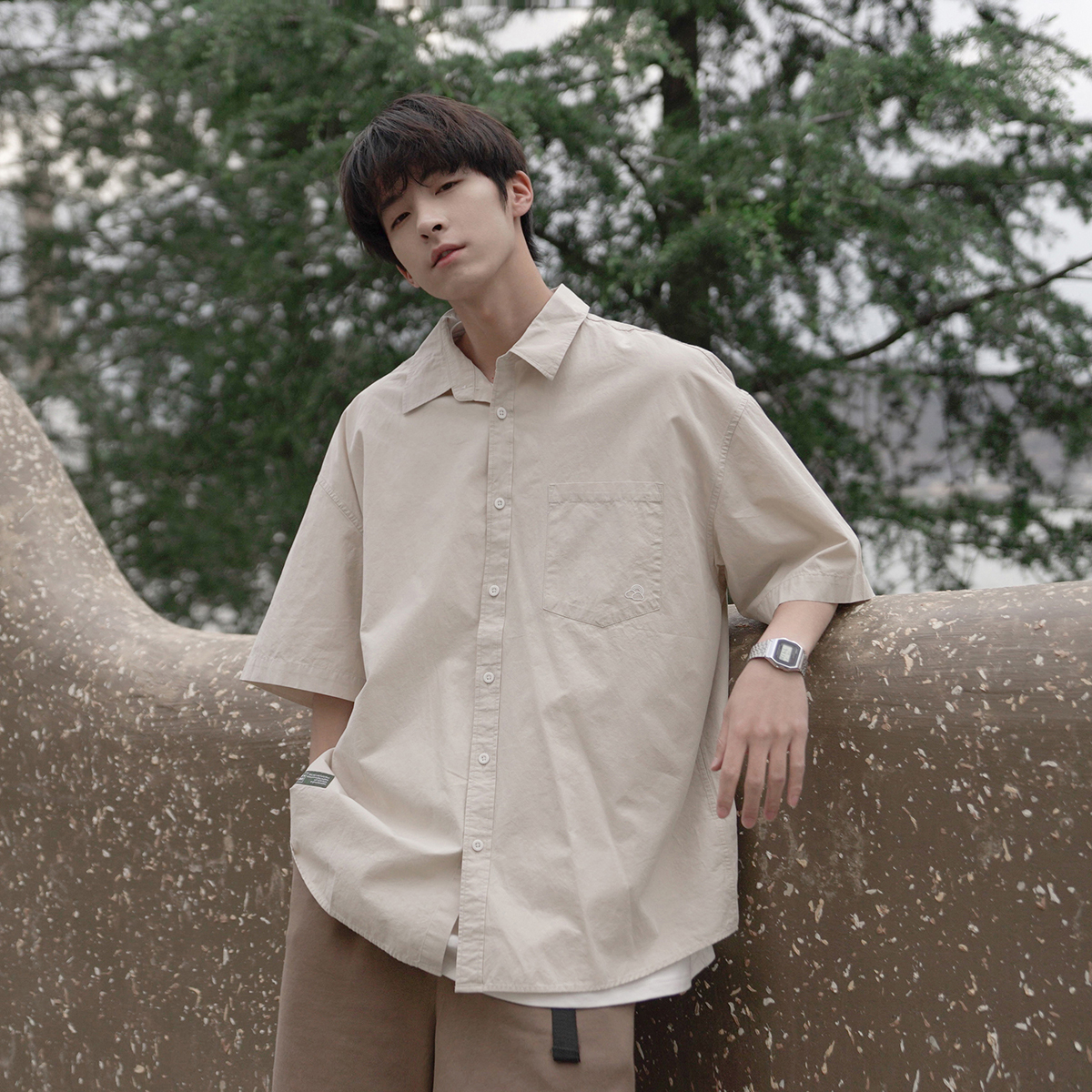 GOGOSOON夏季短袖衬衫日系复古