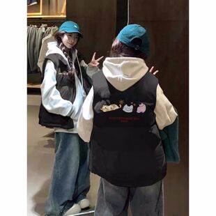 青少年学院风无袖棉服马甲女立领背心棉袄初中高中学生冬季外套女