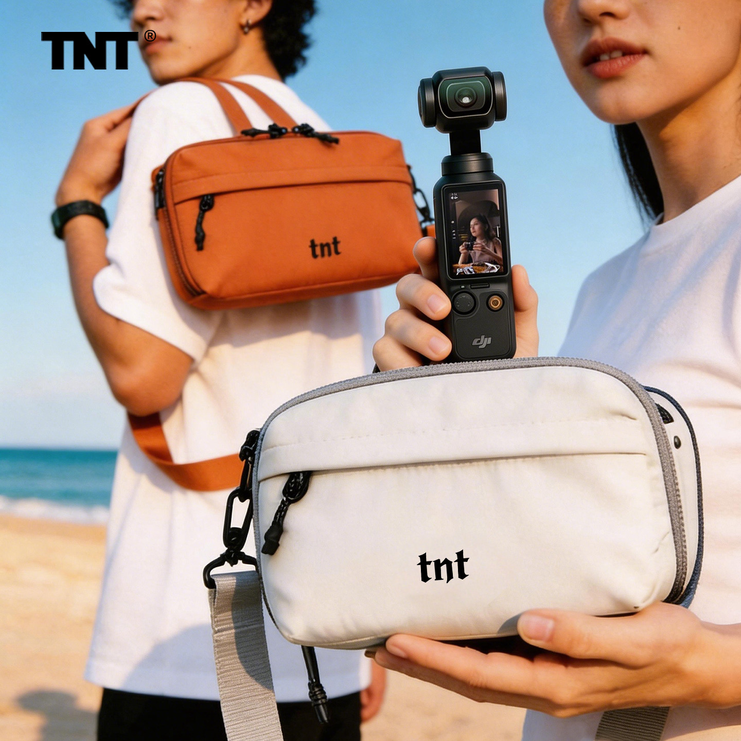 TNT牛津布斜挎包男女百搭便携单肩包机能风小背包数码收纳包