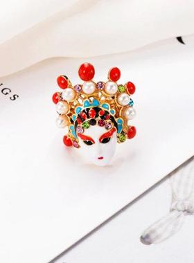 可调节戏曲京剧脸谱戒指开口