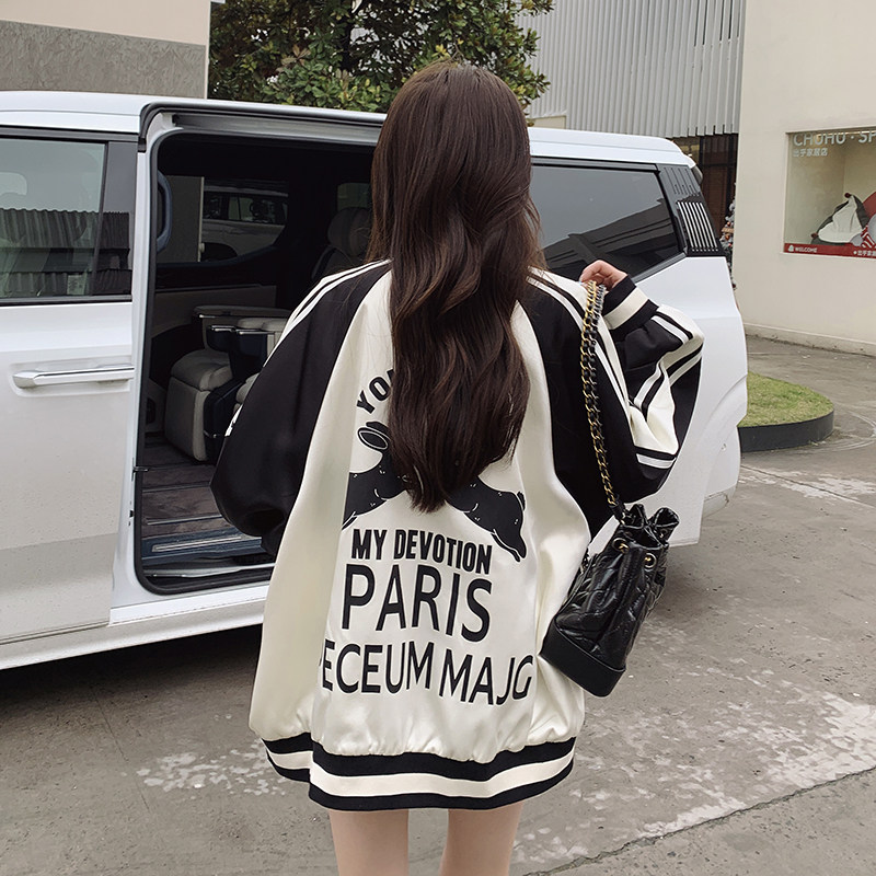 美式慵懒chic棒球服女春秋2025新款高级感超好看欧货潮牌夹克外套,女装短外套,西子