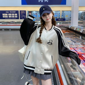 学院风休闲棒球服短外套女2025春秋季新款设计感炸街休闲夹克上衣图片
