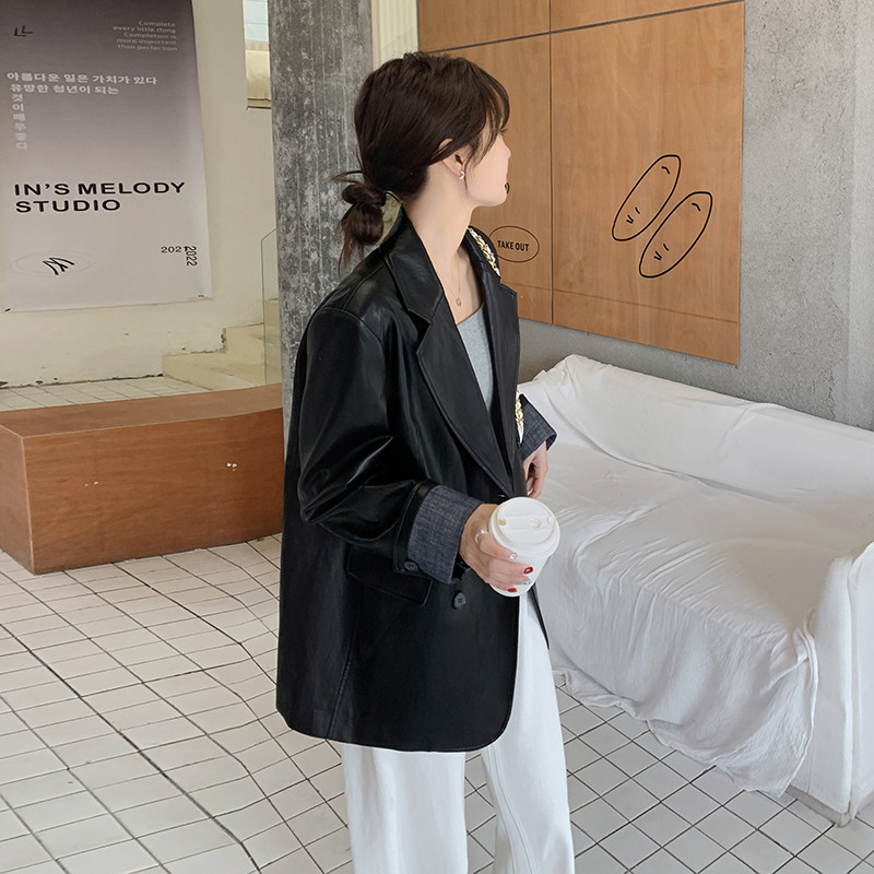 【现货】高品质仿皮衣小西装2C059-2508P165K238，女装西装，西子