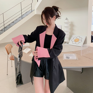 黑色西装外套女气质名媛高级感2025早秋新款小众收腰气质西服上衣