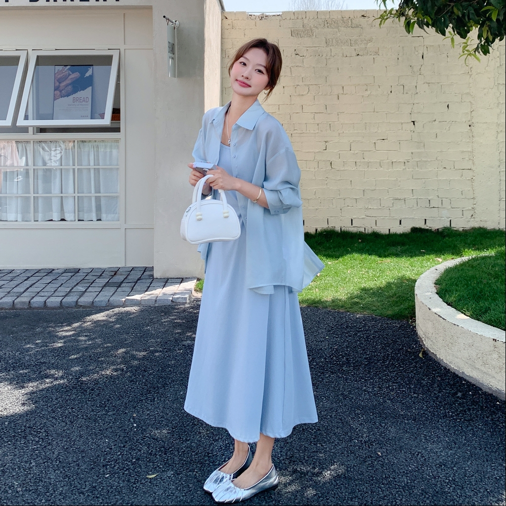 【现货】已出货衬衫+吊带连衣裙套装2C059-2517P135K188，女装套装/套裙，西子