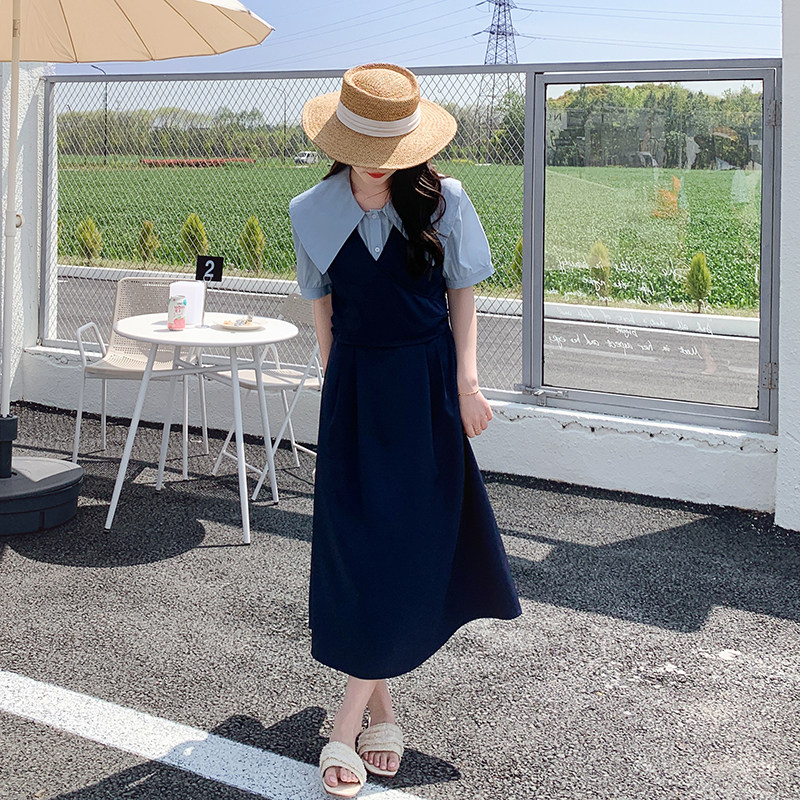 【现货】096-D19主推假两件拼接连衣裙P115K168，女装连衣裙，西子