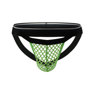 欧美性感渔网丁字裤男大网眼露臀男士内裤 U凸透气低腰大码双丁裤