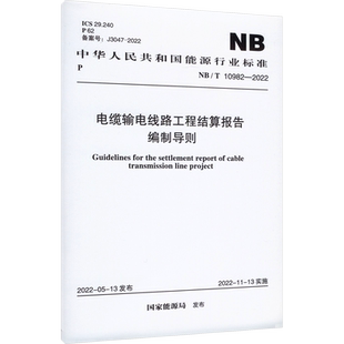 电缆输电线路工程结算报告编制导则 NB/T 10982-2022 正版书籍 新华书店旗舰店文轩官网 中国计划出版社