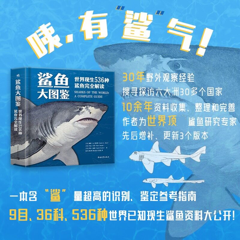 【新华文轩】鲨鱼大图鉴 世界现生536种鲨鱼完全解读海洋动物科普百科物种进化史的多样性生物学了解不一样的鲨鱼青少年科普图鉴