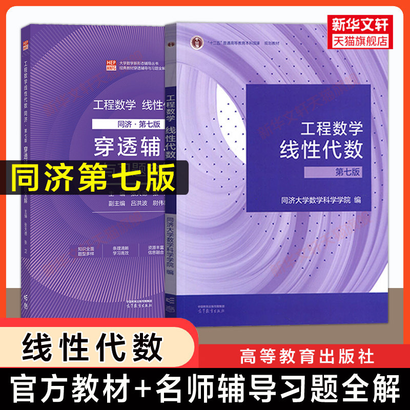 【官方正版】线性代数同济七版教材+穿透辅导与习题全解张天德 工程数学线代同济大学第七版同步学习指南及习题集精解与练习册