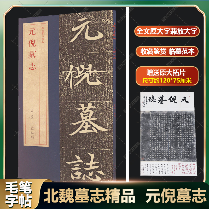 元倪墓志北魏墓志精品毛笔楷体碑帖全文原大字兼放大字赠原大拓片原大墓志单字放大墓志铭经典碑帖软笔书法练字临摹贴毛笔字帖-封面