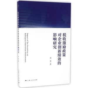 税收激励政策对企业创新绩效的影响研究 孙莹 著 上海人民出版社 正版书籍 新华书店旗舰店文轩官网
