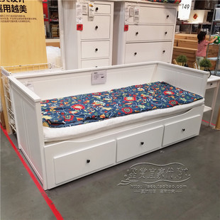 鉴赏宜家 IKEA 汉尼斯 坐卧两用床框架带3屉(白色)宜家国内代购