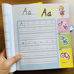英文字母描红本26个英语字母大小写基础描红本学前英语练习册儿童一年级英文字帖ABCabc手写铅笔虚线练习薄初学者四线三格字母描写