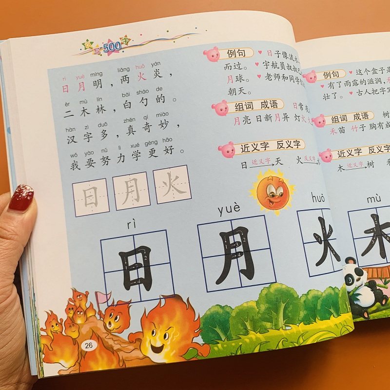 园汉字小中大班学前500字幼小衔接一年级趣味认字书教材近义词反义词